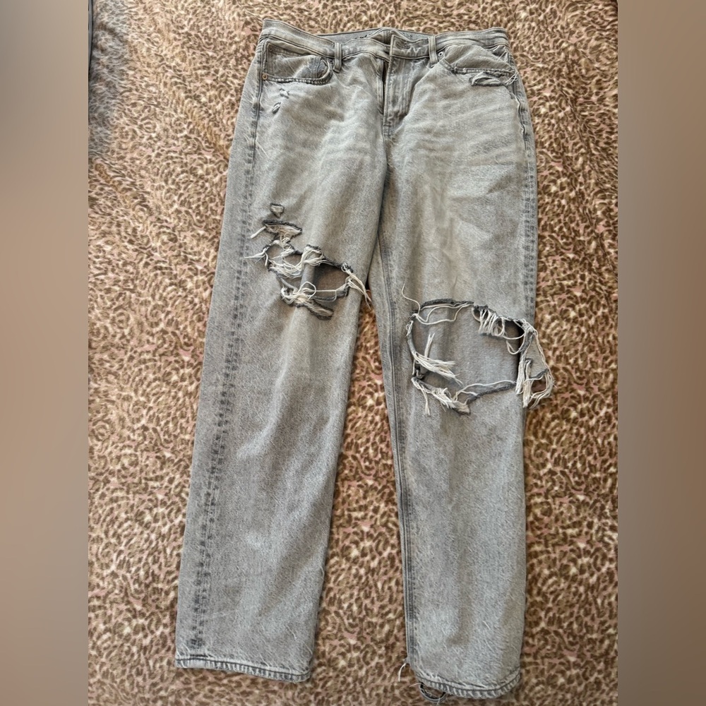 American Eagle Outfitters Ripped Gray Boyfriend Jeans